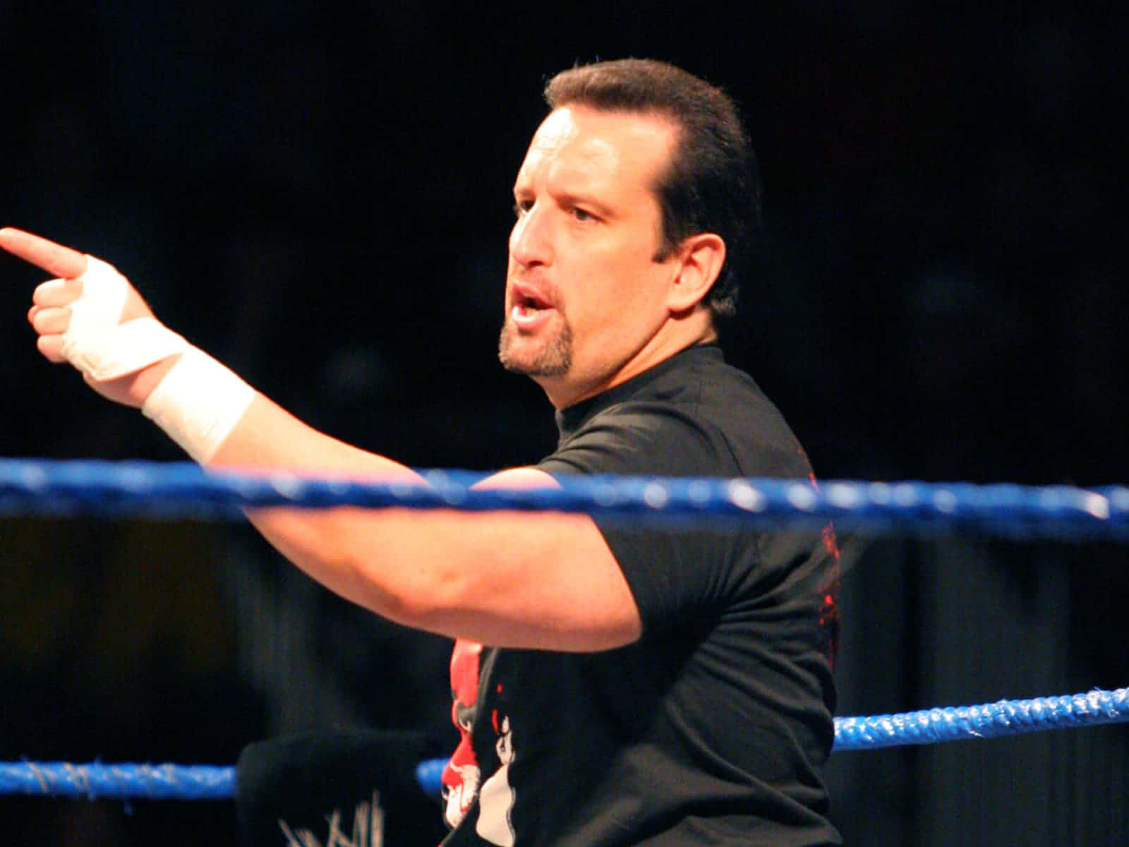 摔角手在比賽中於擂台內指著