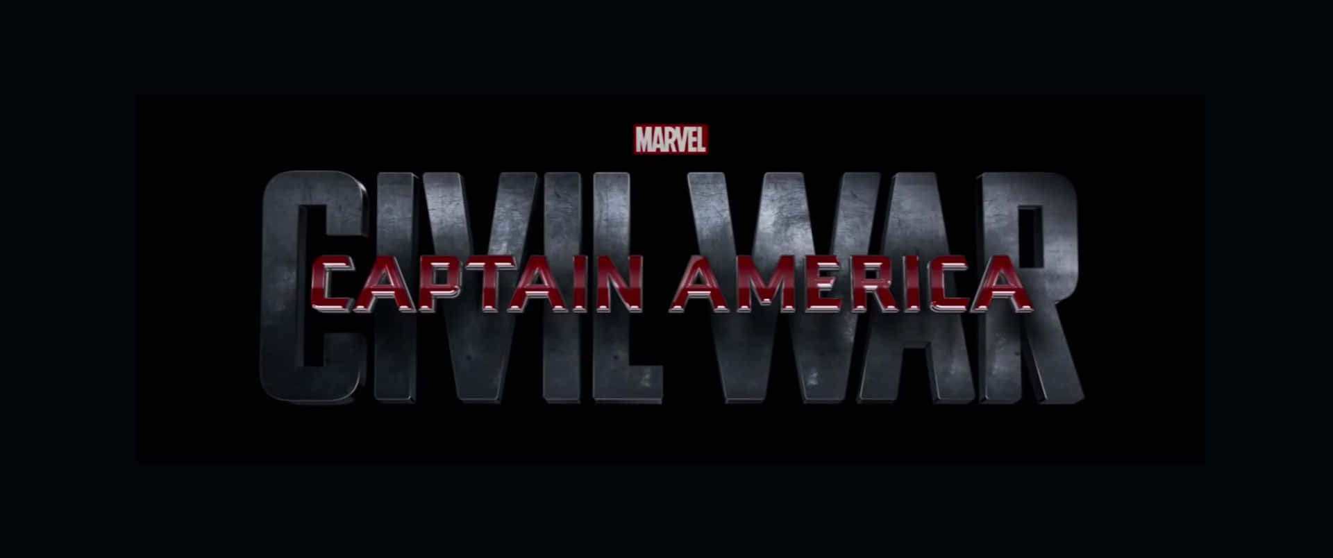 Marvel 美國隊長3：英雄內戰電影標題標誌，金屬紅和灰色。