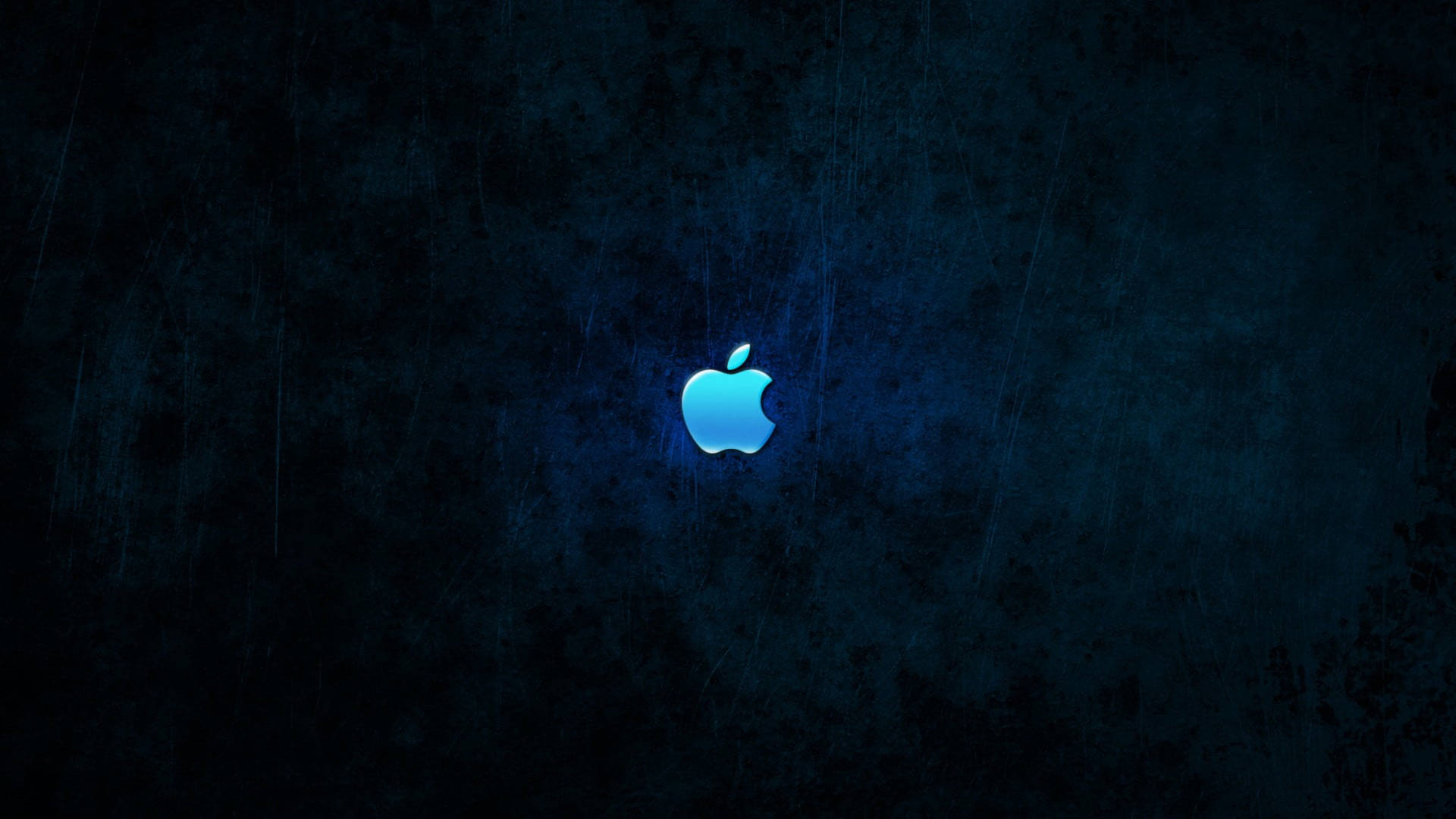 發光的藍色Apple標誌在深色紋理背景上