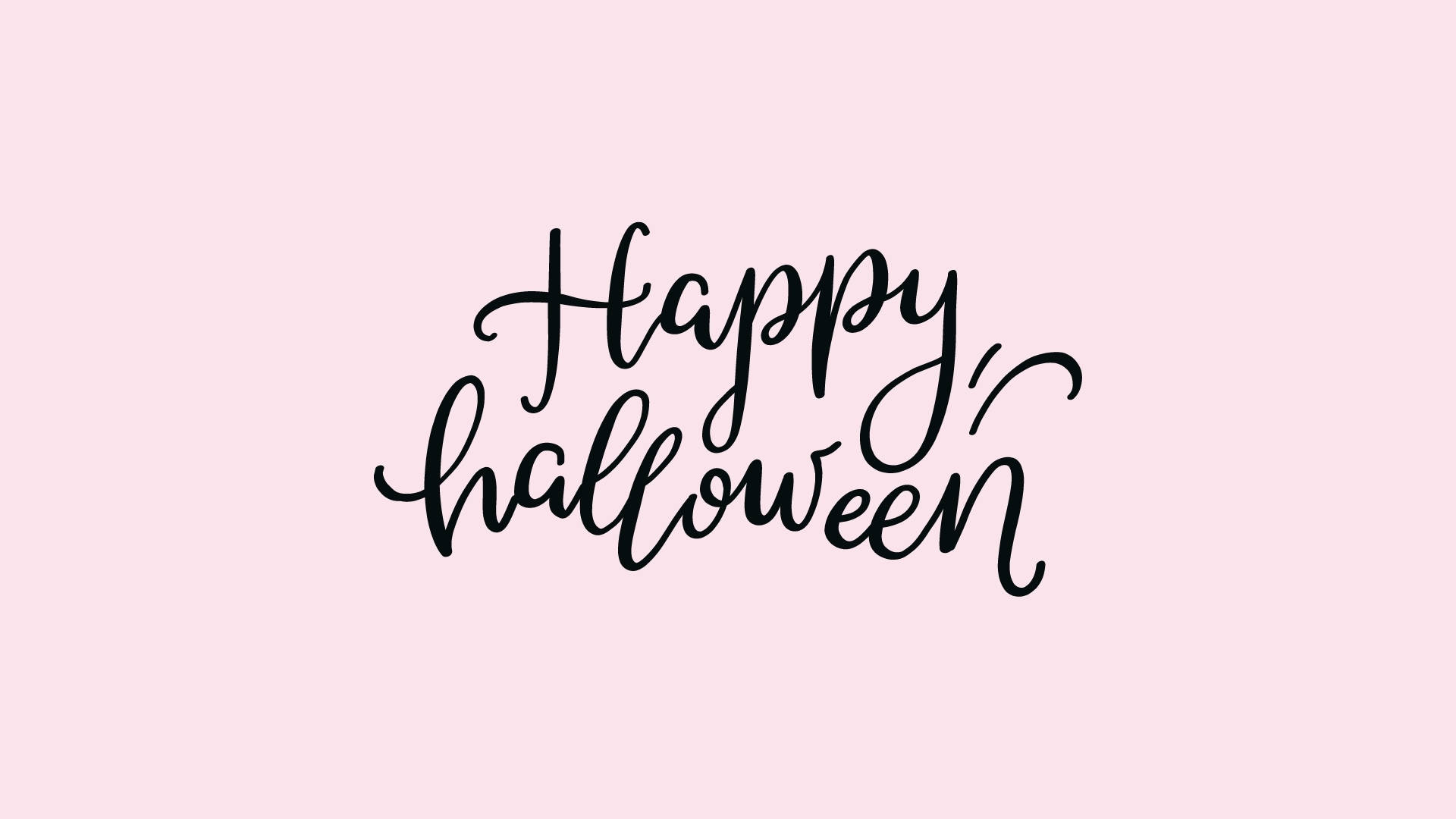 Happy Halloween 以時尚黑色字體呈現，背景為粉紅色。