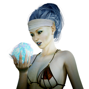 神秘美人魚手持水晶 壁紙