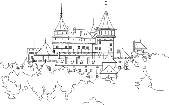 神秘黑色城堡剪影夜空 壁紙