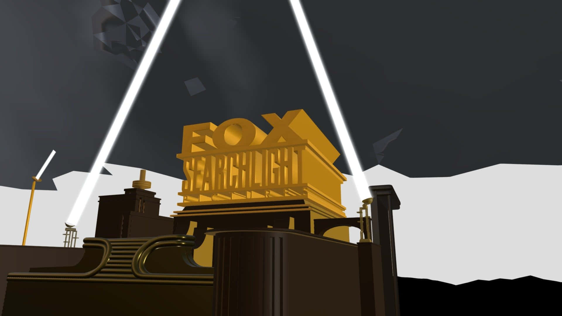 金色Fox Starlight標誌在黑暗的未來環境中被聚光燈照亮。
