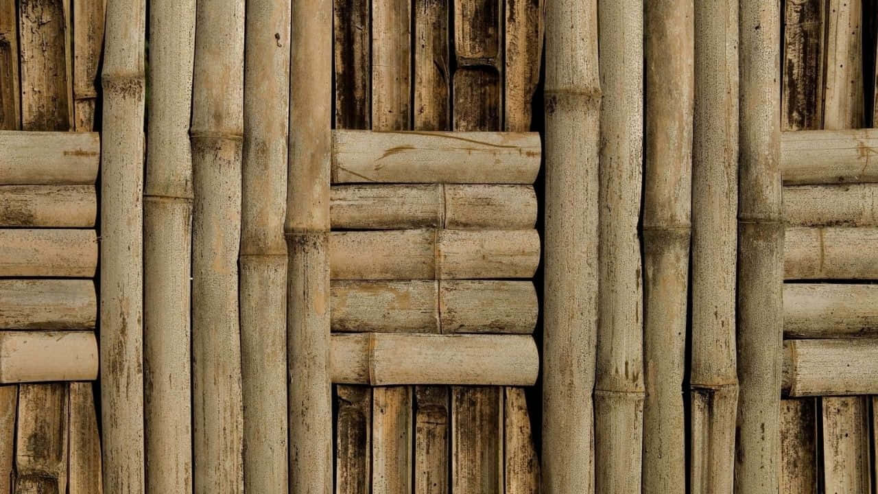 質樸竹牆，編織紋理，自然大地色調。
