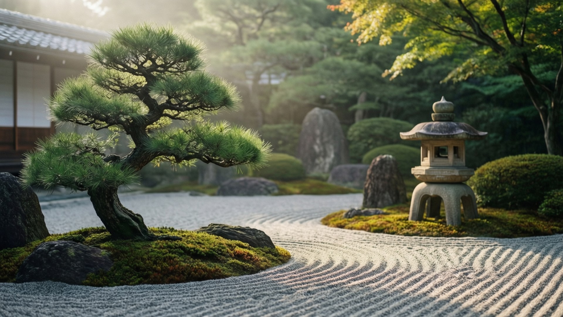 禪意庭園寧靜 壁紙