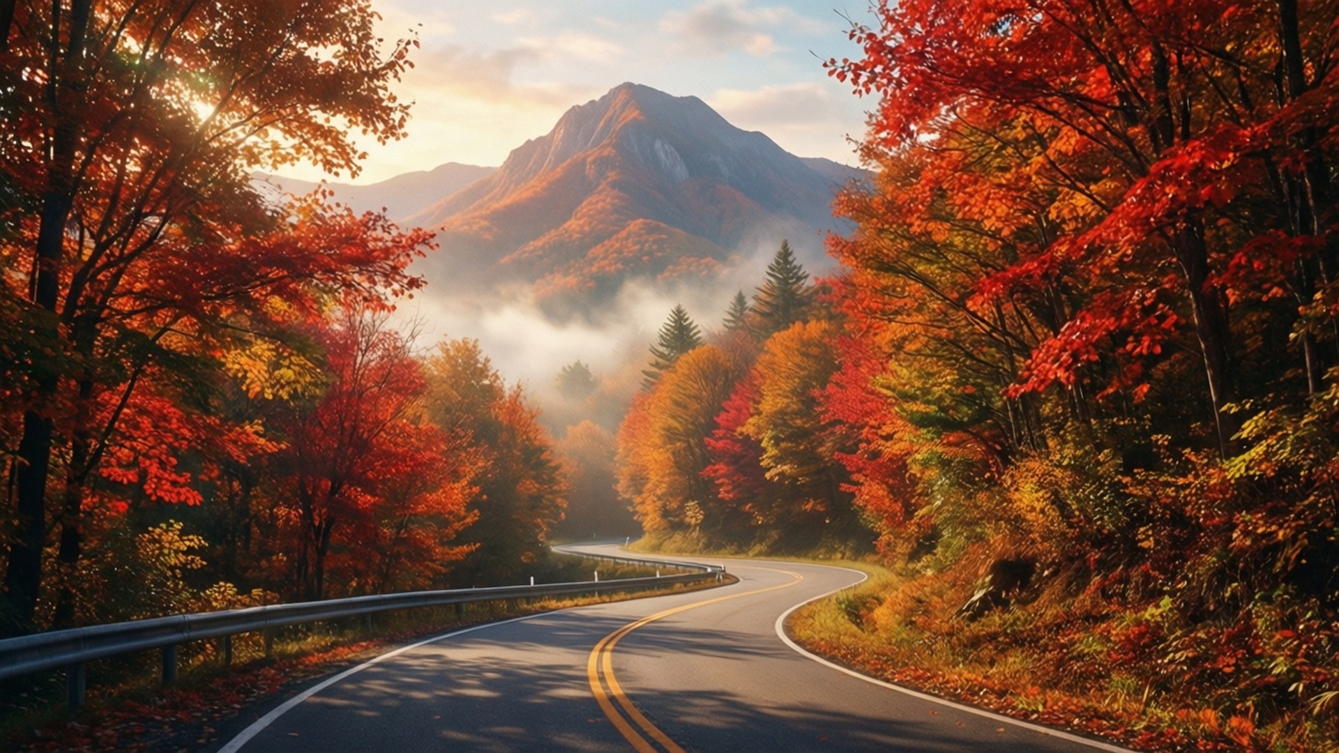 秋日道路 壁紙