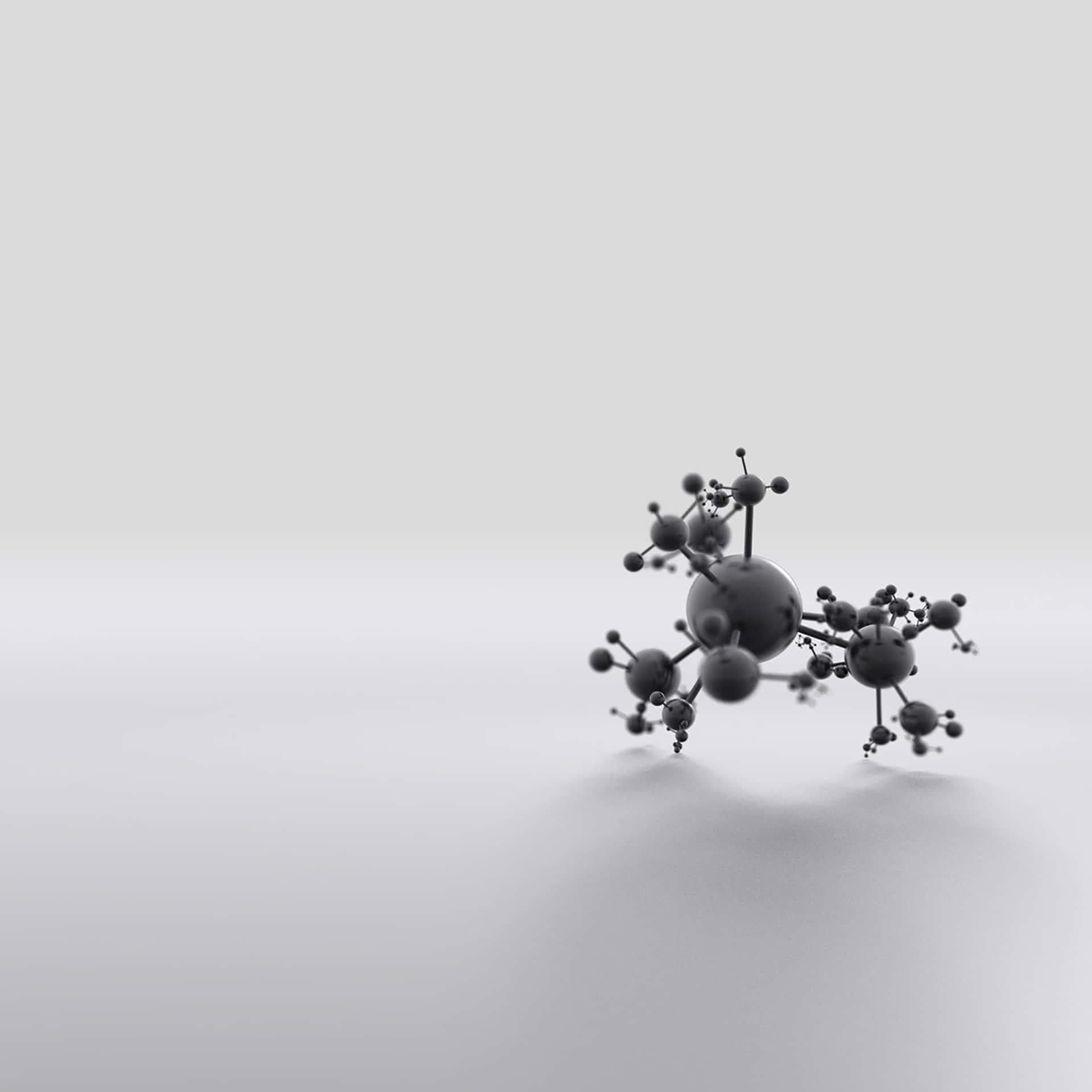 漸變背景上的灰色3D分子模型