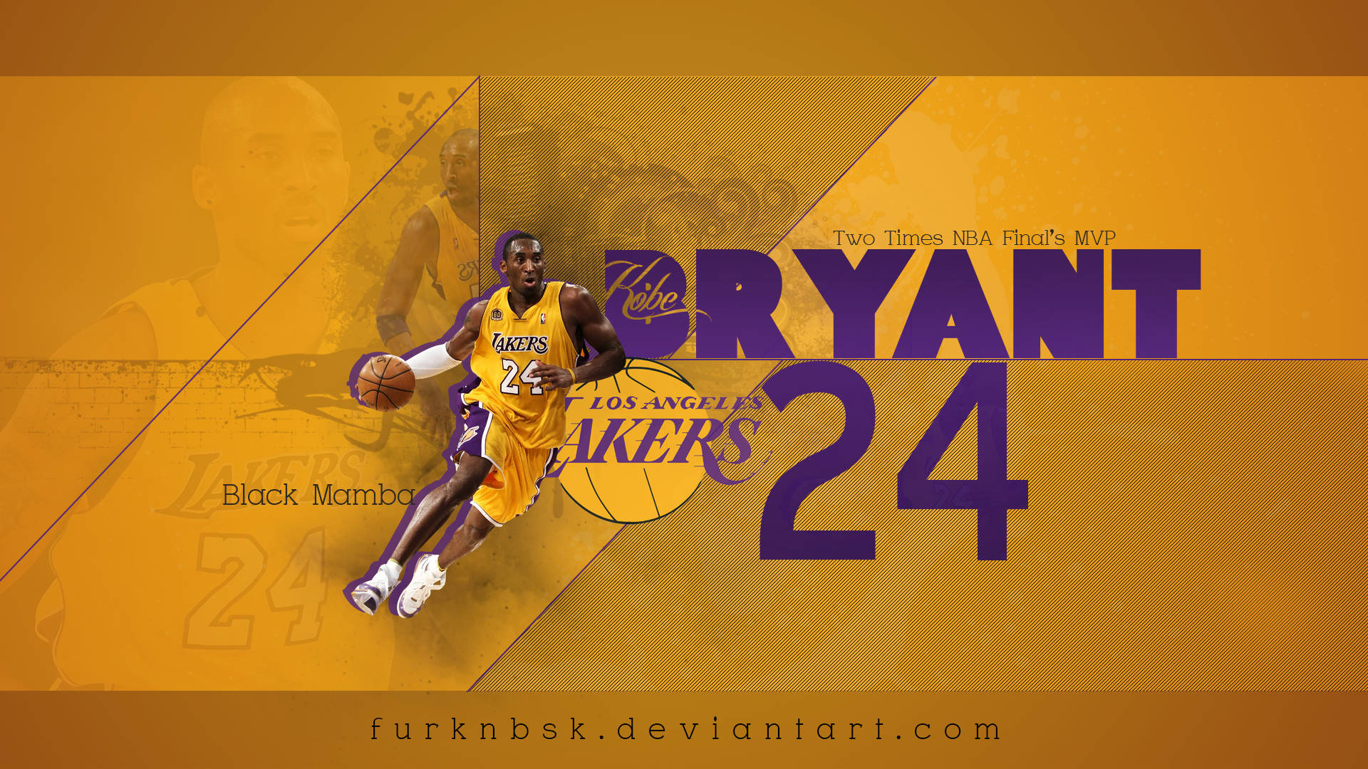 高比拜仁身穿湖人球衣運球，帶有「Black Mamba」和「24」文字。