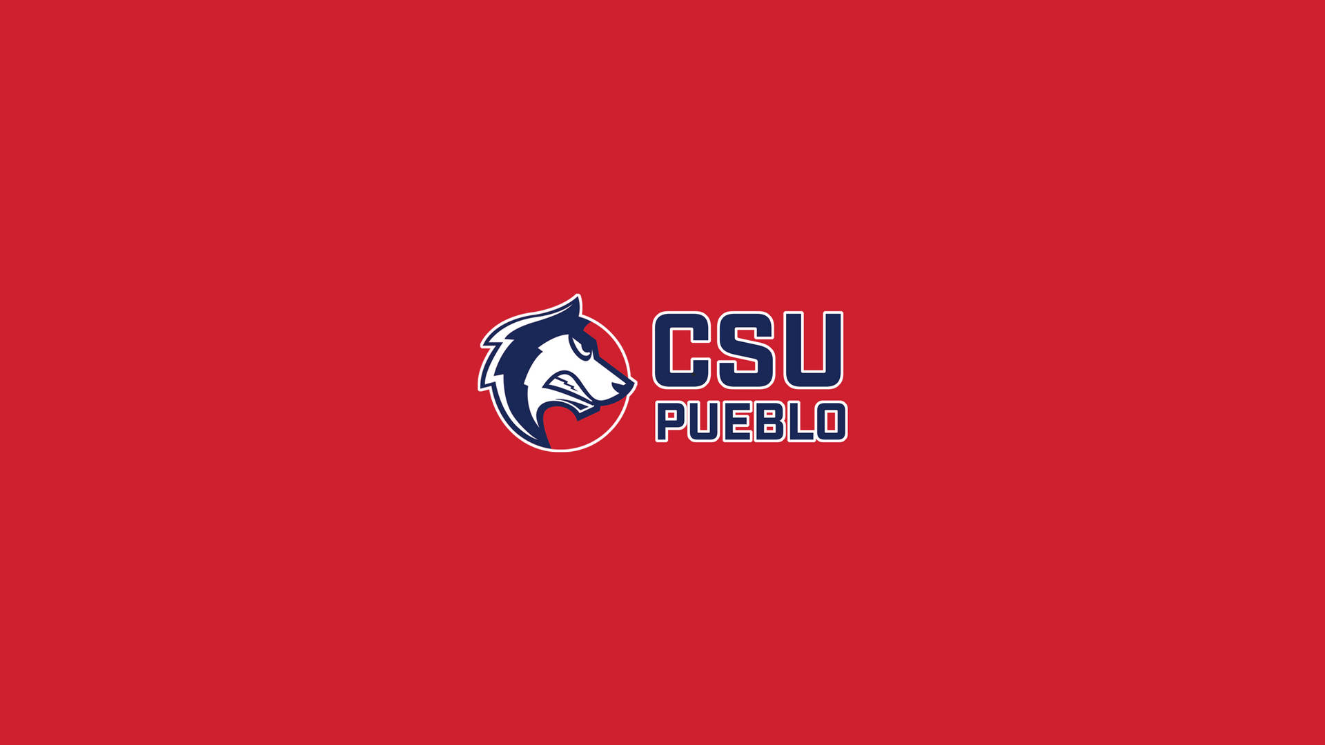 CSU Pueblo 大學標誌，紅色背景上的狼吉祥物