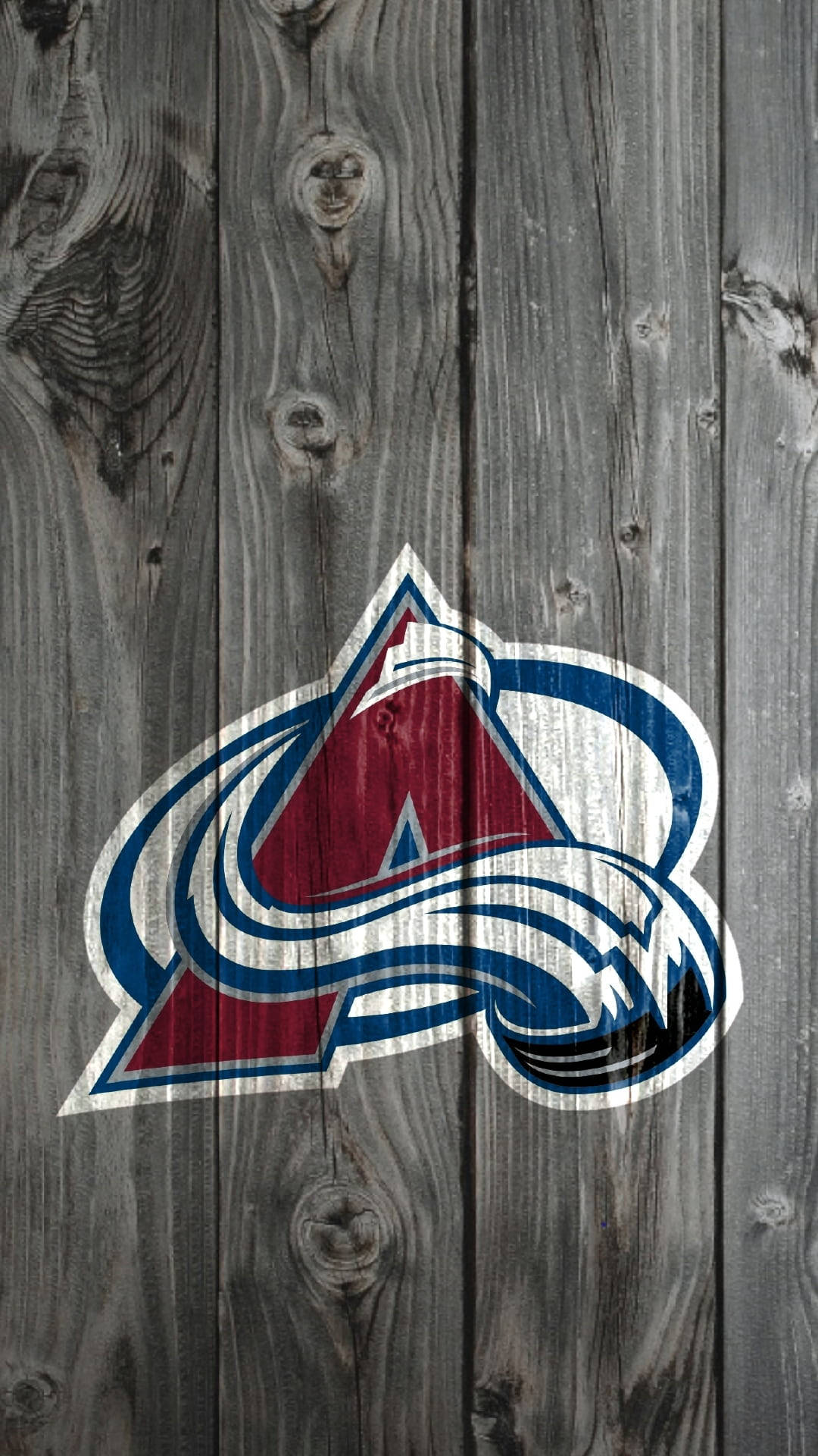 灰色木背景上的 Colorado Avalanche 標誌