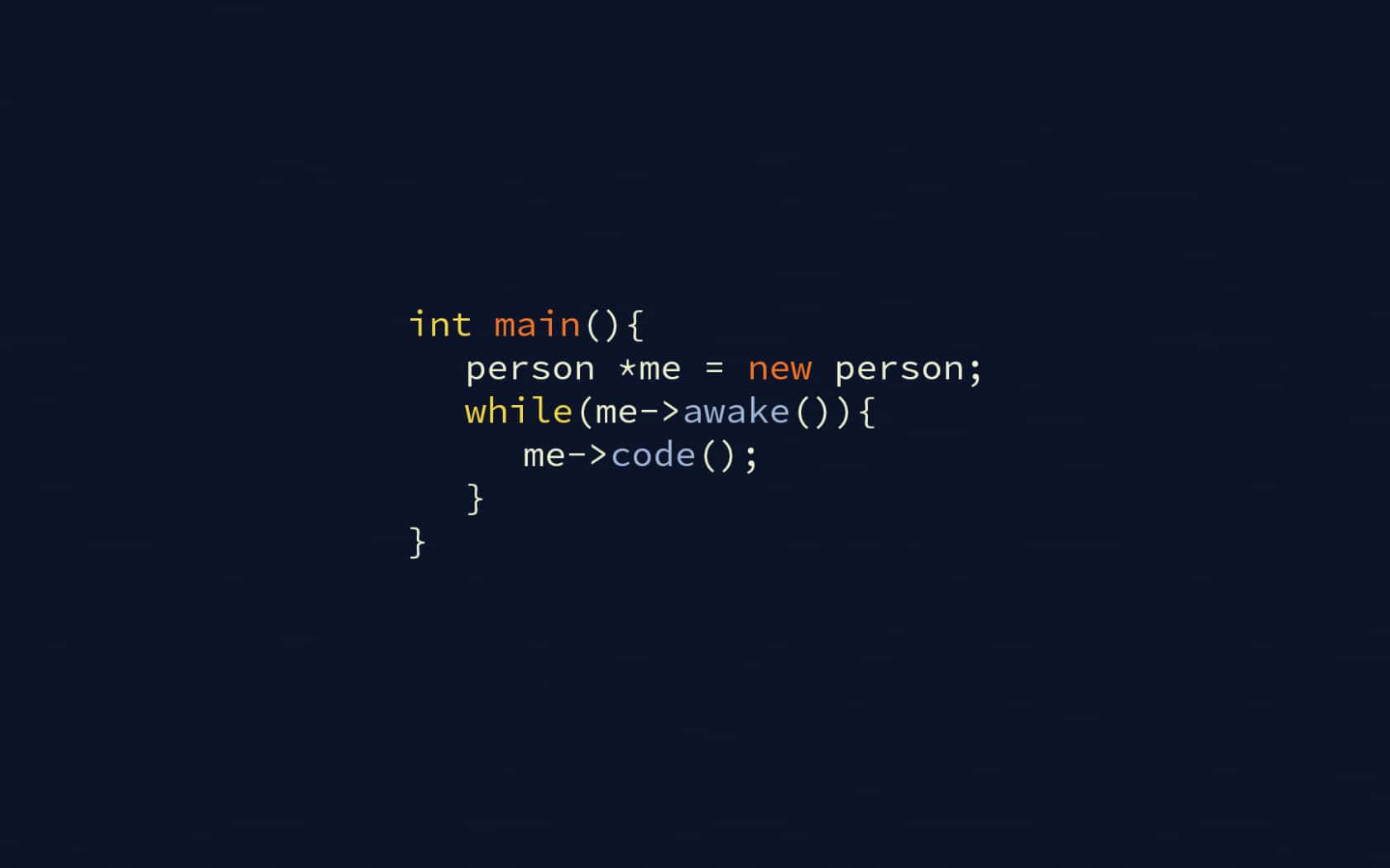 深藍色背景上的語法高亮C++程式碼