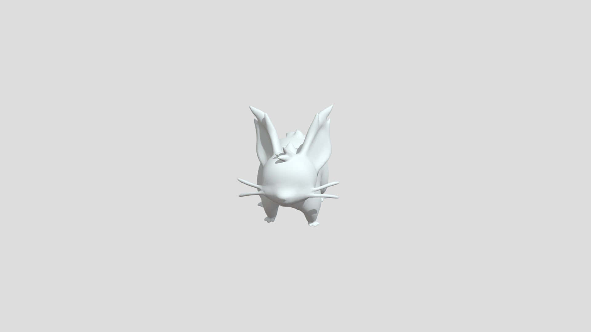 空白尼多麗娜3D模型 壁紙 — 一隻帶有翅膀和鬍鬚的極簡白色3D渲染貓咪狀生物，漂浮在純灰色背景上。