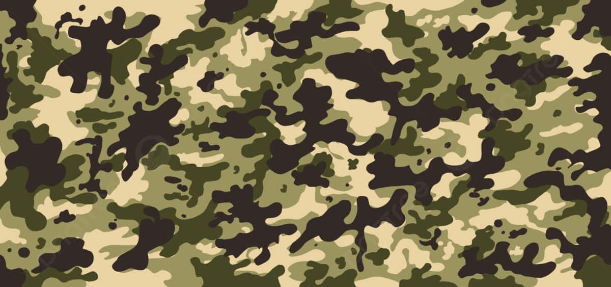 帶有綠色、棕色和米色斑塊的軍事迷彩圖案。
