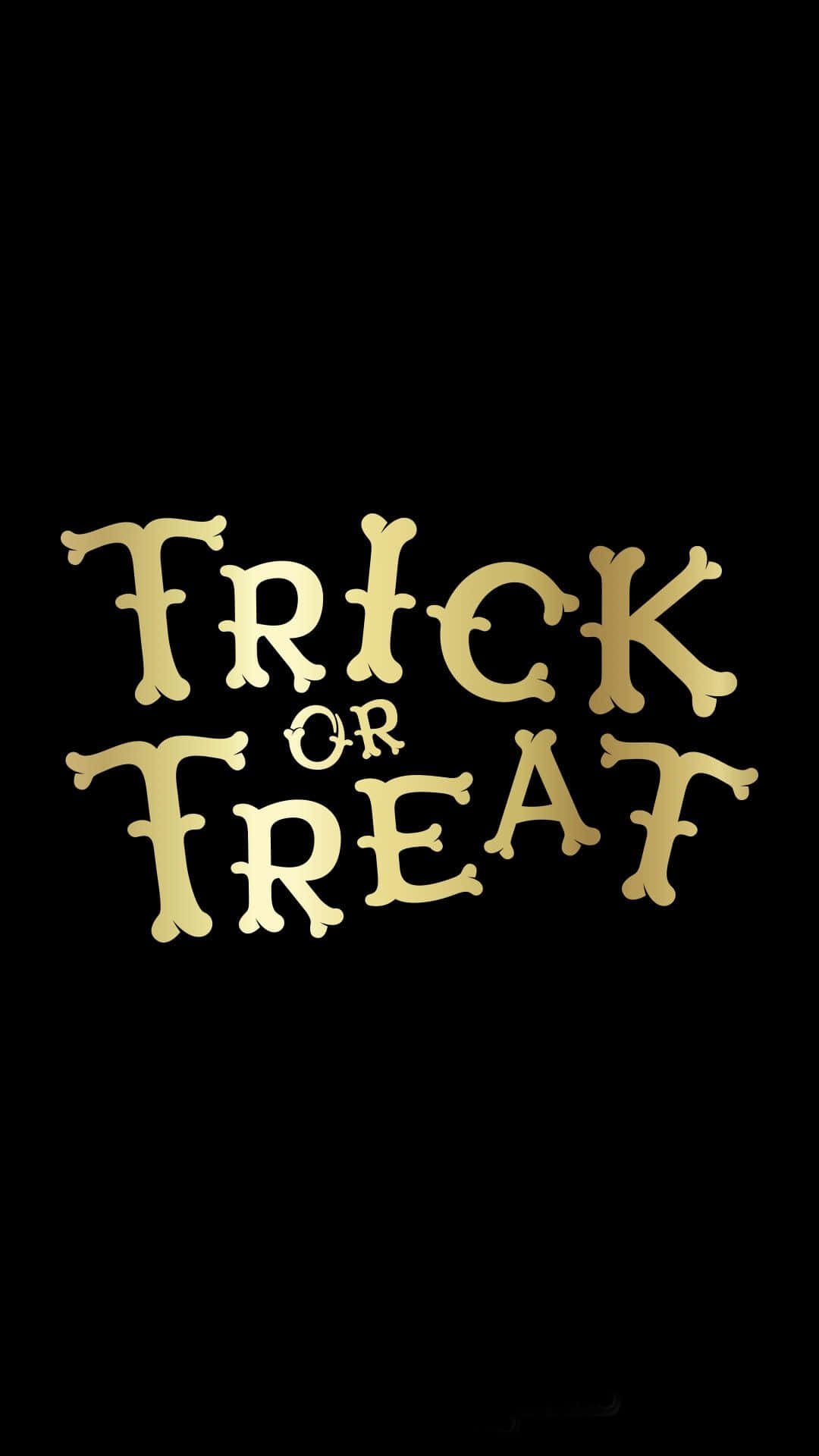 黑色背景上寫著 Trick or Treat 的金色萬聖節文字。