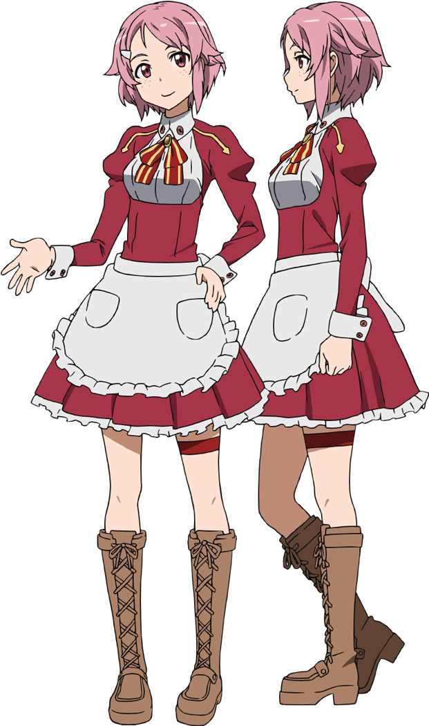 穿紅白服裝的動漫角色 壁紙 — 兩個動漫女仔穿著紅白色女僕裝同啡色靴，喺黑色背景前擺甫士。