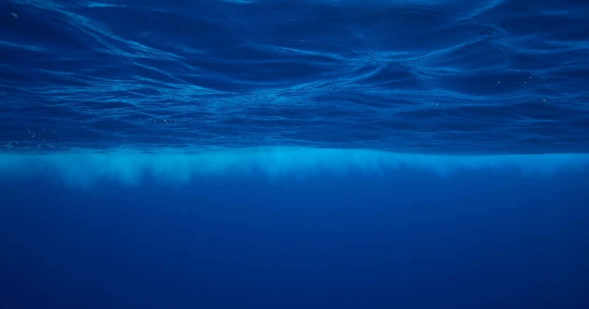 穿越馬里亞納海溝的深淵 壁紙 — 海洋表面的水下視圖，帶有漣漪的藍色波浪和陽光透過水過濾。