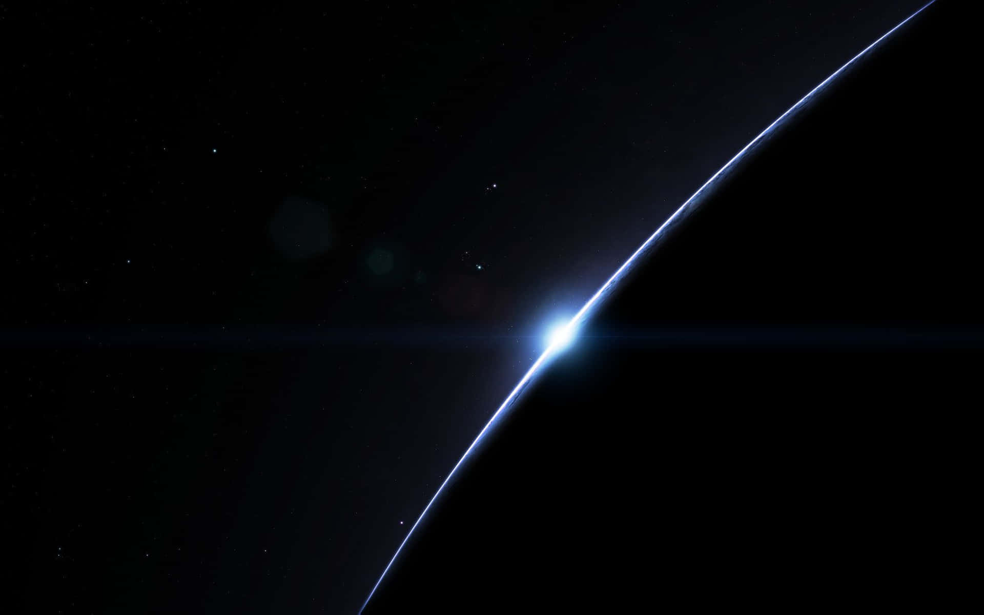 行星日出，發光的地平線和星空