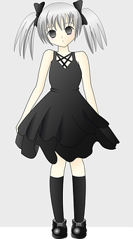 穿黑裙的動漫少女