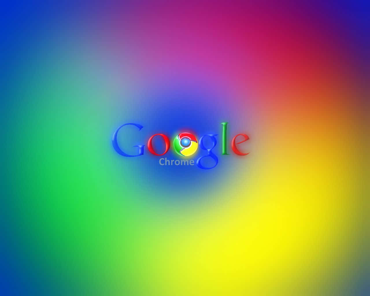 突顯 Google 對創新與科技的承諾 壁紙 — Google Chrome 標誌置於充滿活力的彩虹漸變背景中央，邊緣柔和發光。