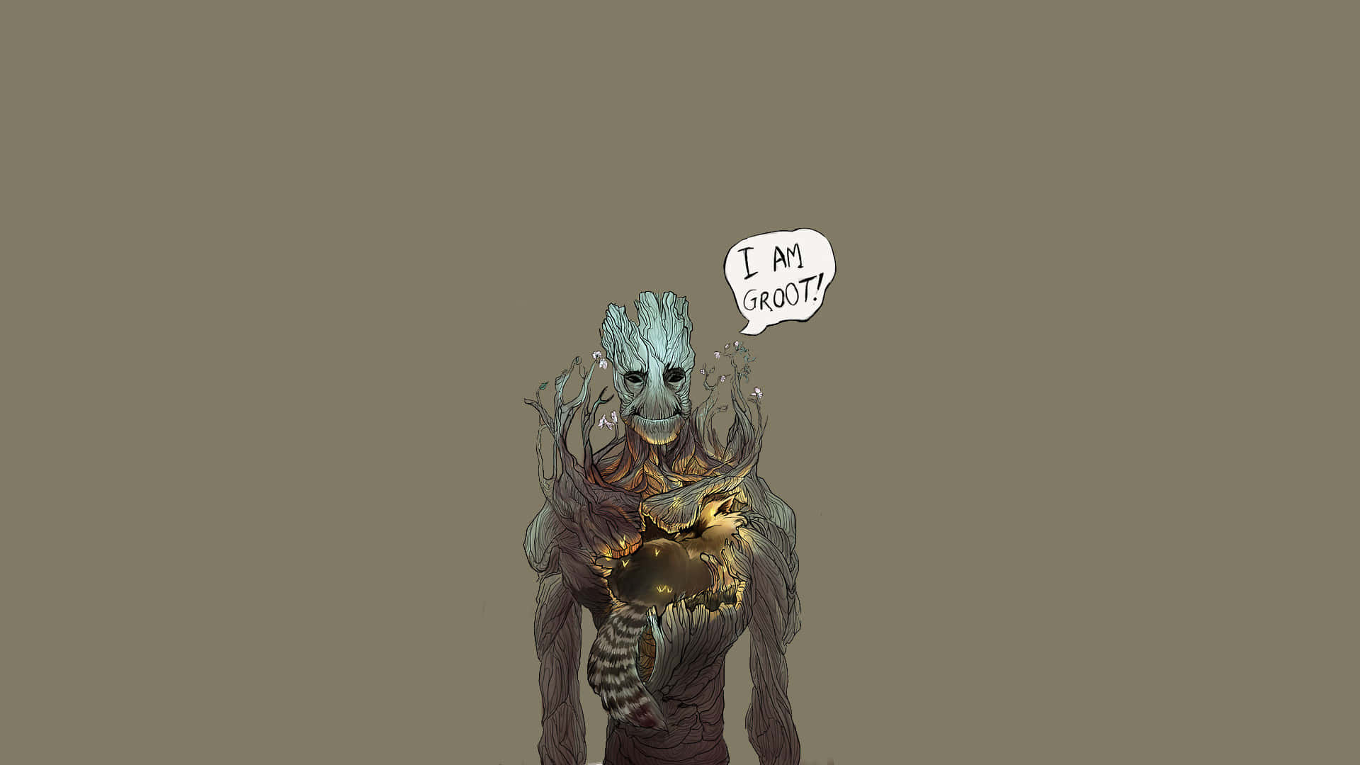 來自《銀河守護隊》的 Groot 以愉快表情宣告「I AM GROOT！」