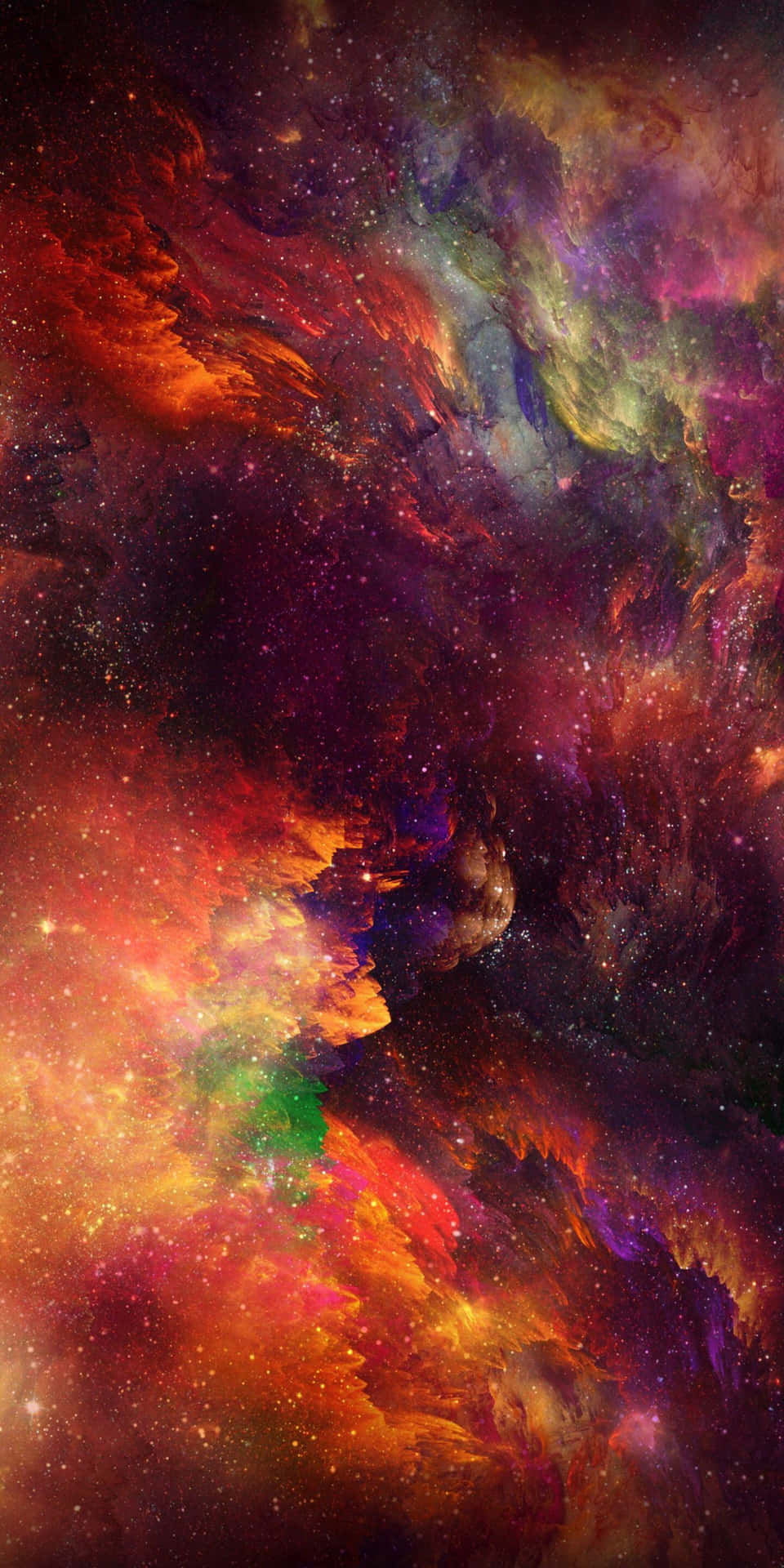 充滿活力的宇宙星雲，帶有旋轉的色彩和星星