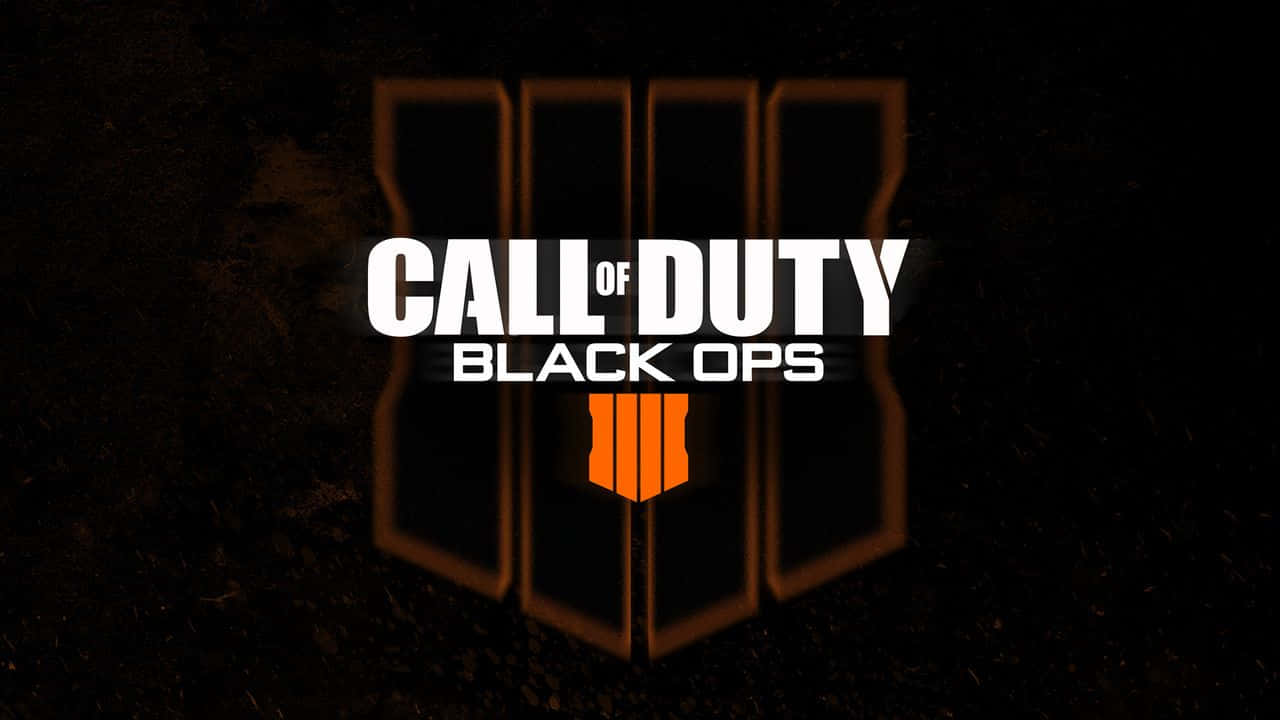 立即遊玩《決勝時刻：黑色行動4》 壁紙 — Call of Duty Black Ops IV 標誌在深色紋理背景上發出橙色光芒。