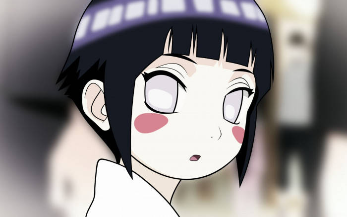 黑髮紅頰的動漫女孩露出驚訝的表情。