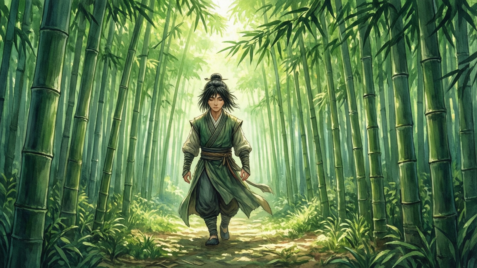 竹林中的阿柏 壁紙