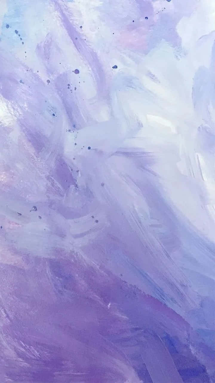抽象水彩藝術作品，帶有薰衣草色和白色筆觸以及深色斑點。