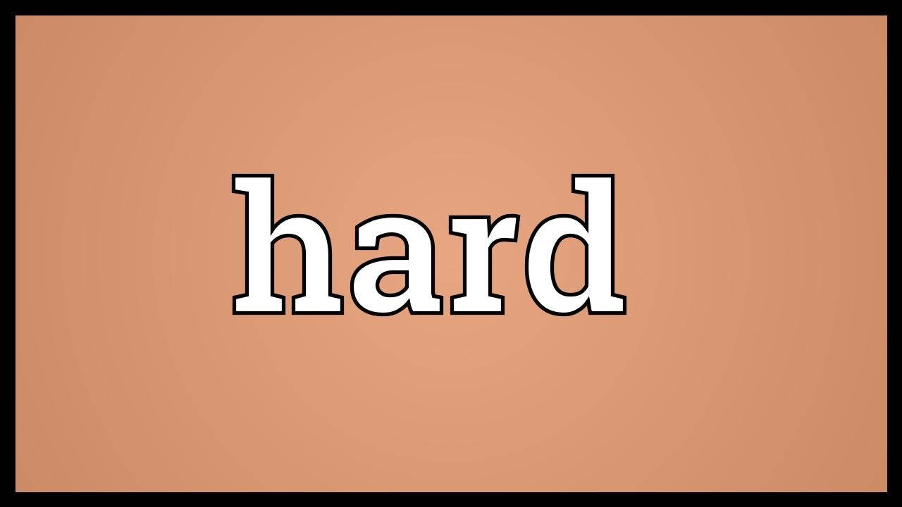 「hard」呢個字以粗體白色文字顯示喺桃色背景上，帶有黑色邊框。
