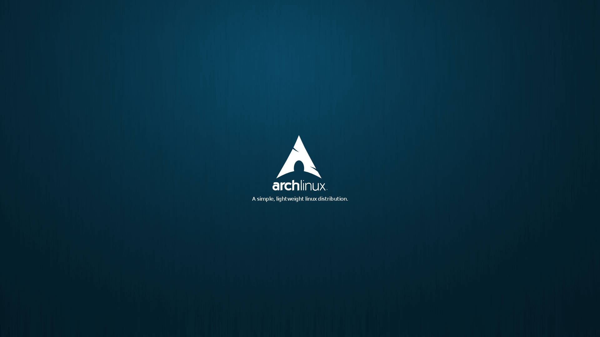 Arch Linux 標誌在帶紋理的深藍色背景上，附有標語