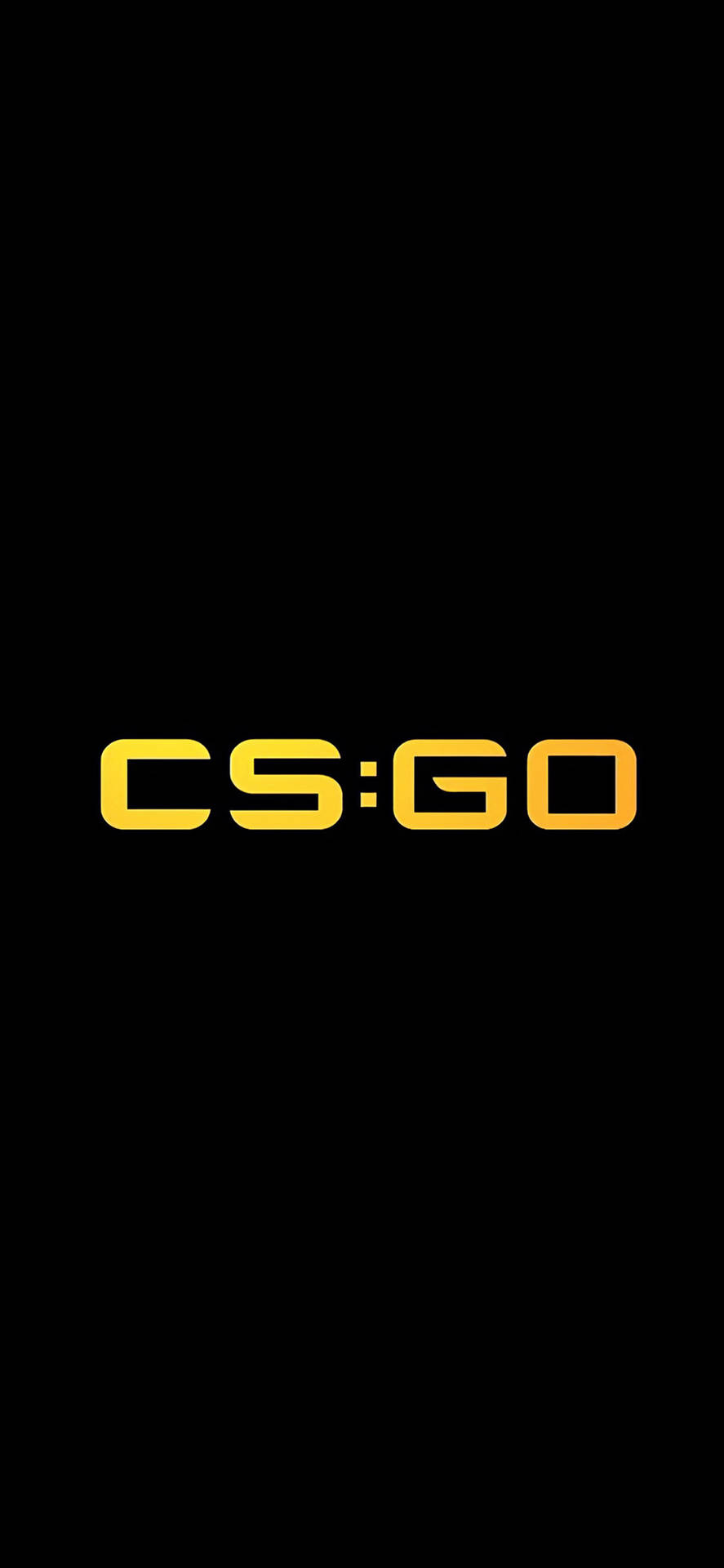 黑色背景上的黃色CS:GO標誌，適合遊戲愛好者。
