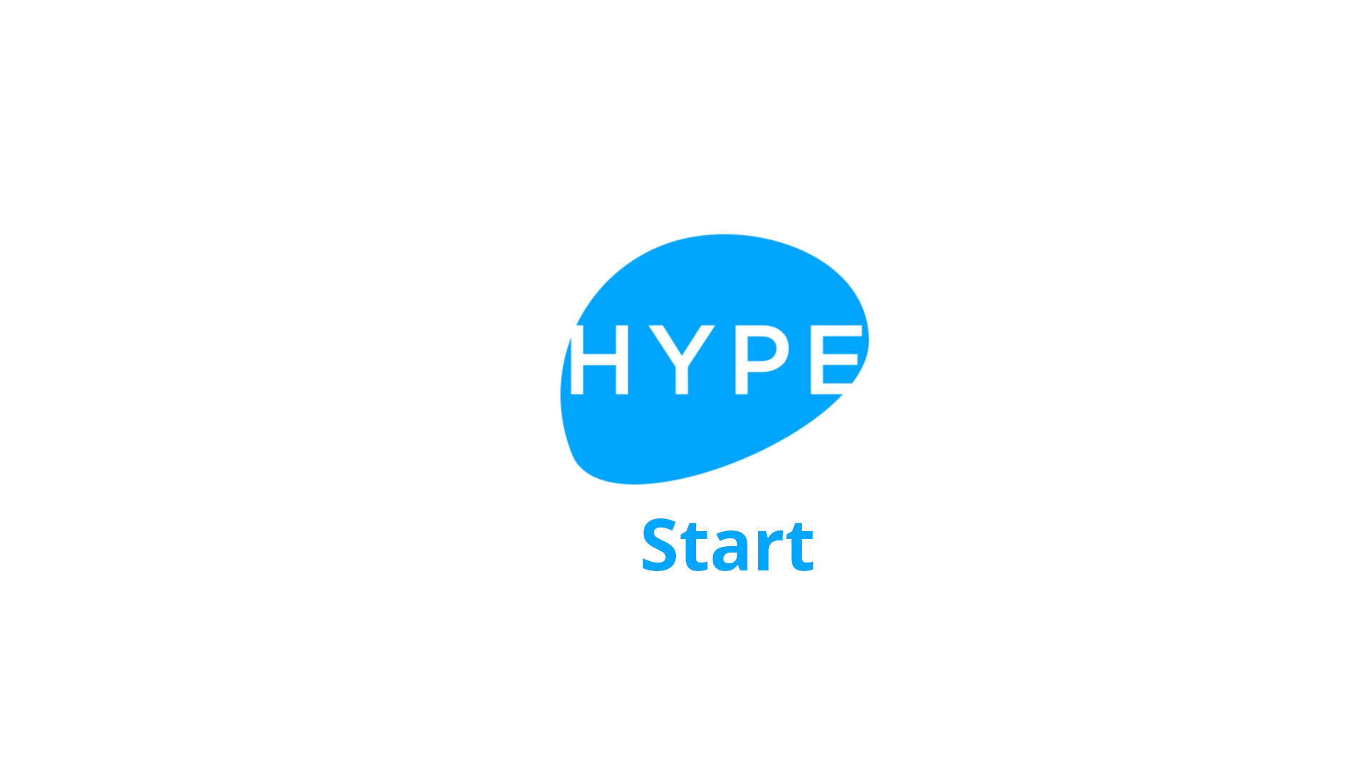 藍色橢圓形標誌，帶有HYPE文字和下方Start，白色背景
