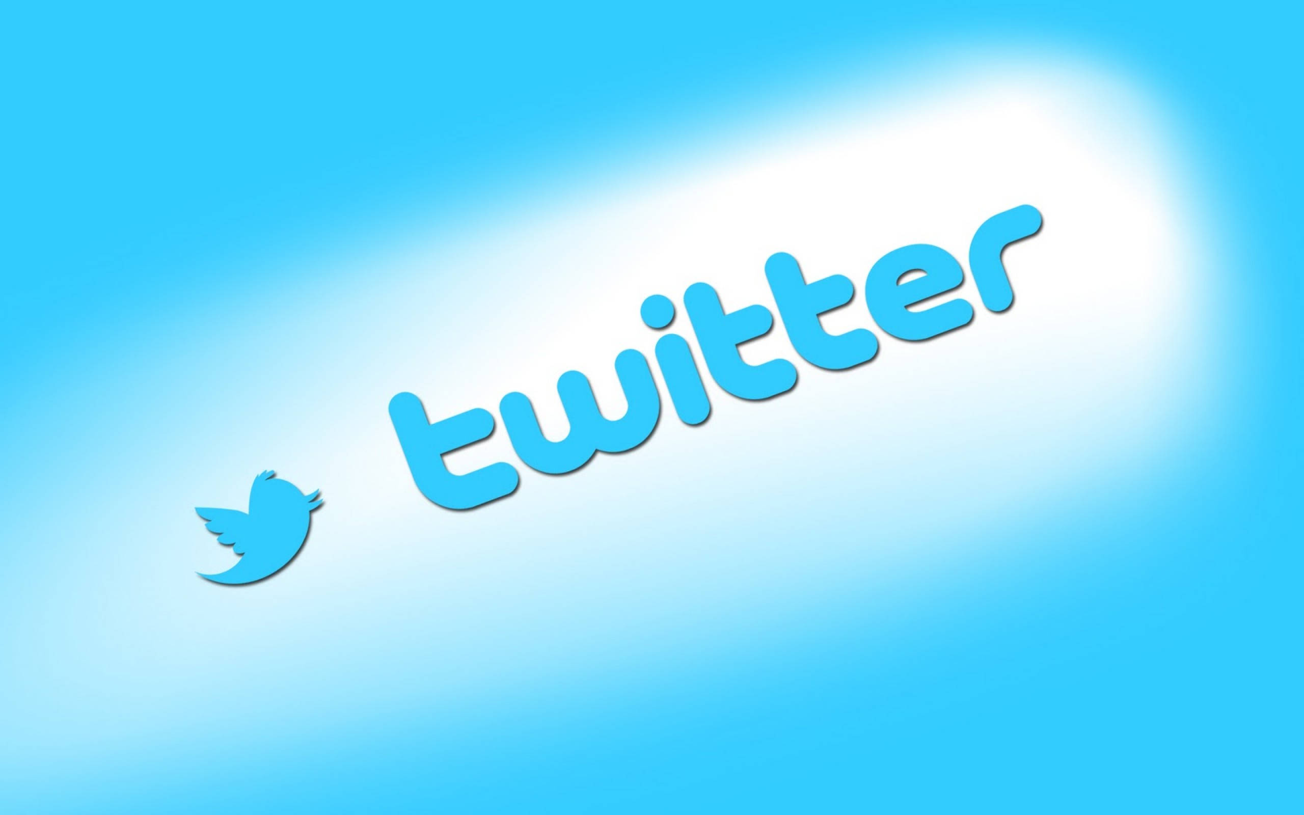 簡約 Twitter 藍色 壁紙 — Twitter 標誌，鳥形圖標在漸變藍色天空背景上柔和發光。