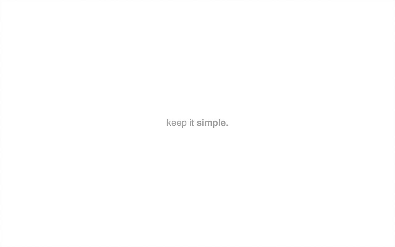 在純白色背景上寫著 keep it simple 的灰色文字。