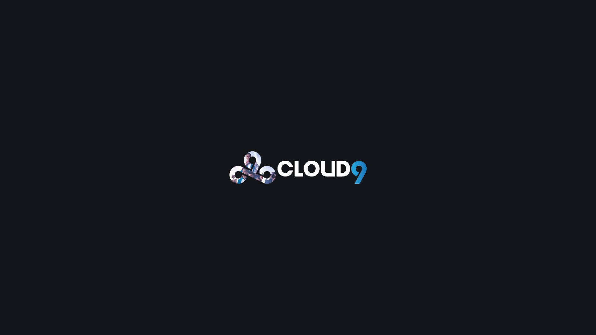 簡約Cloud9標誌 壁紙 — 一個時尚的cloud9標誌，帶有風格化的雲朵圖標和藍色數字9，背景為深色。