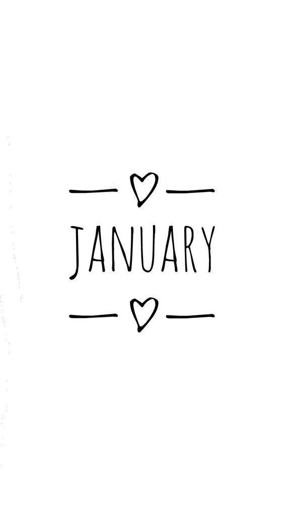 白色背景上帶有心形符號的January文字