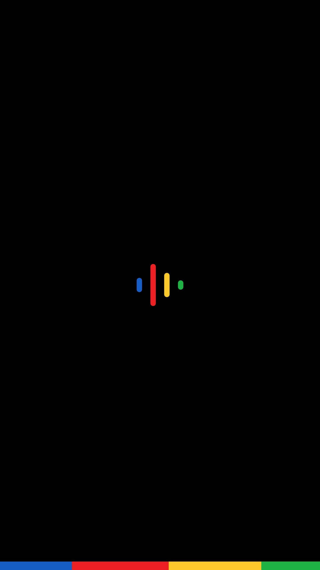 Google Assistant圖示，附有彩色條紋，黑色背景