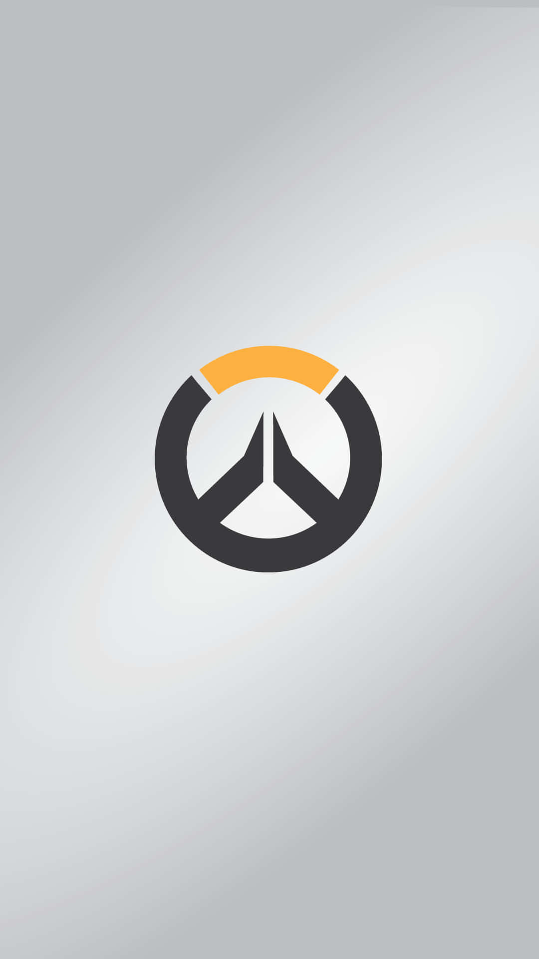 灰色漸變背景上的黑色和橙色Overwatch標誌。