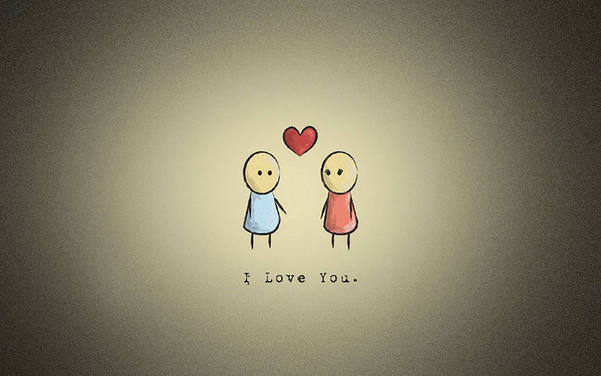 兩個簡單的火柴人，上方有一個紅色心形和 I Love You 文字。