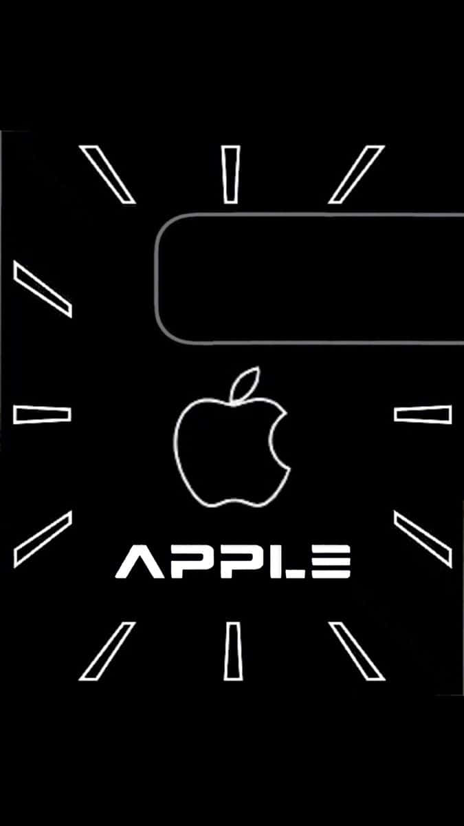 黑色背景上的Apple標誌和文字，搭配白色幾何線條