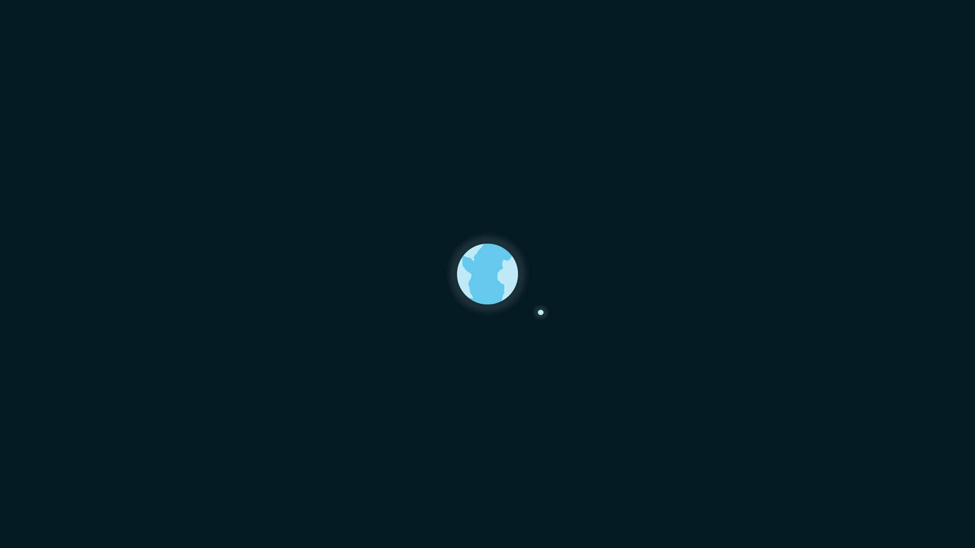深空中一顆藍色星球伴隨著一顆小衛星。