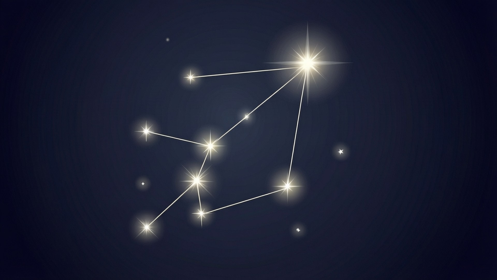 簡約天琴座星圖 壁紙 — 一個由明亮白色星星組成的閃耀星座，以發光線條相連，襯托著深藍色夜空。
