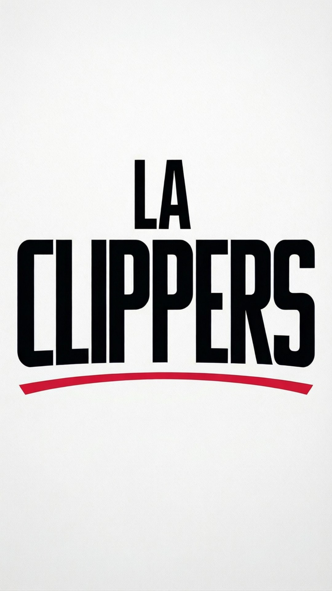 簡約字體設計 壁紙 — 純白色背景上帶有紅色底線的粗體黑色 LA CLIPPERS 文字。