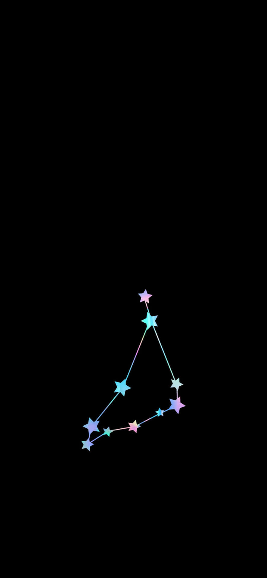 太空中一個發光的彩虹色星星三角形星座。
