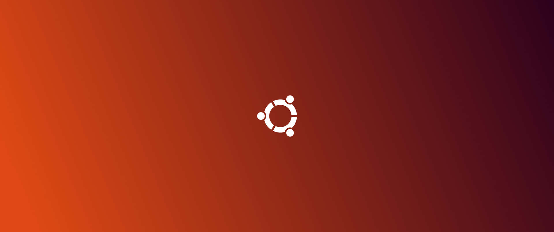 Ubuntu 標誌在橙色到棗紅色的漸變背景上，帶有對角線條紋。