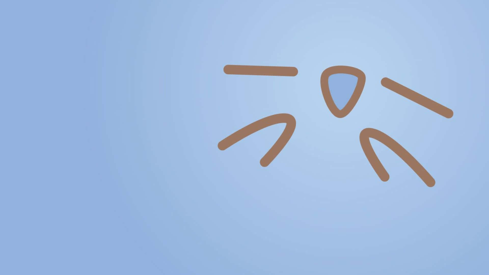 Kawaii Emoticon 桌布 壁紙 — 簡約抽象標誌，以啡色線條和藍色三角形置於柔和藍色漸變背景上。