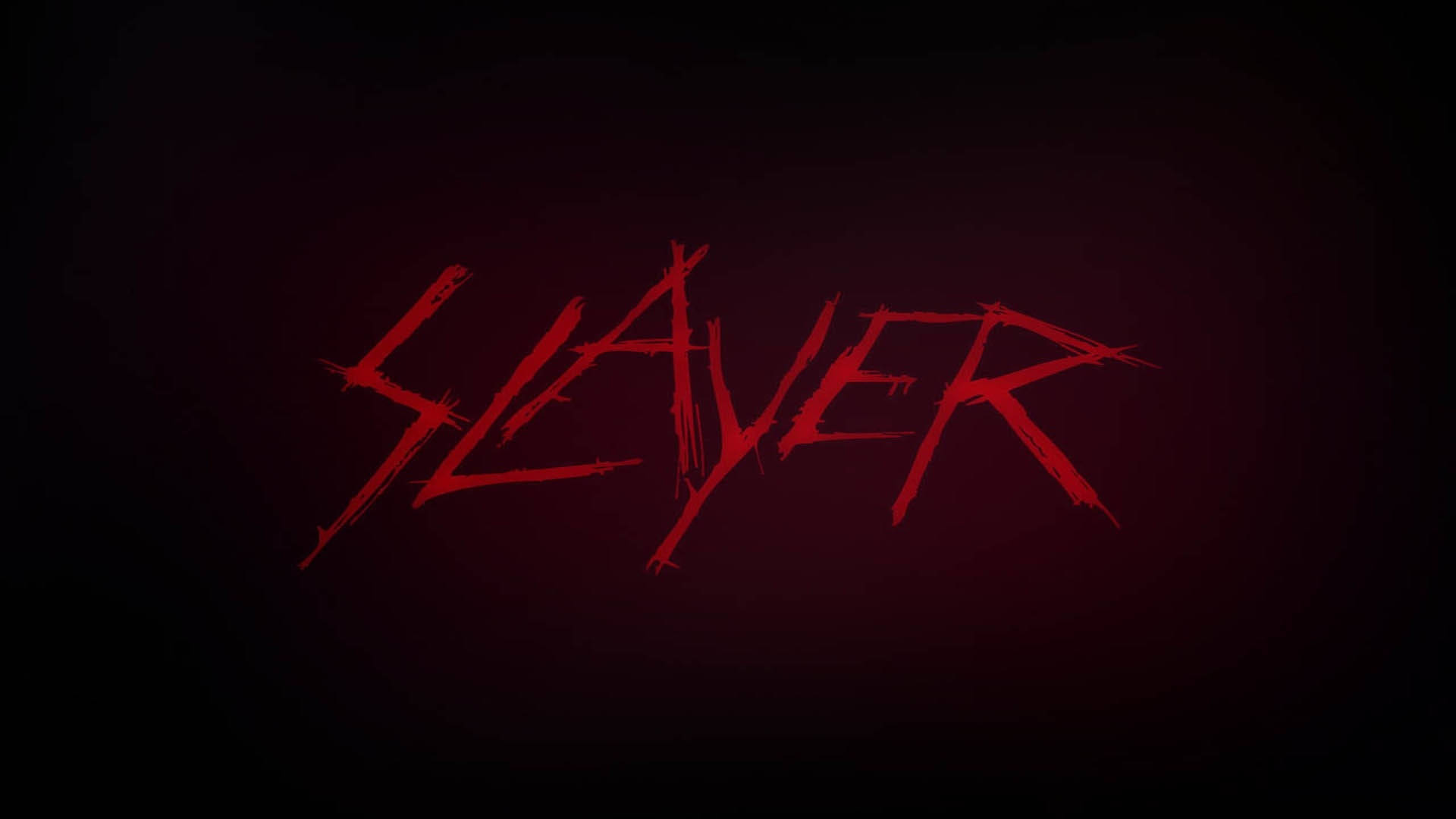 紅色鋸齒狀文字在深色背景上拼出 Slayer。