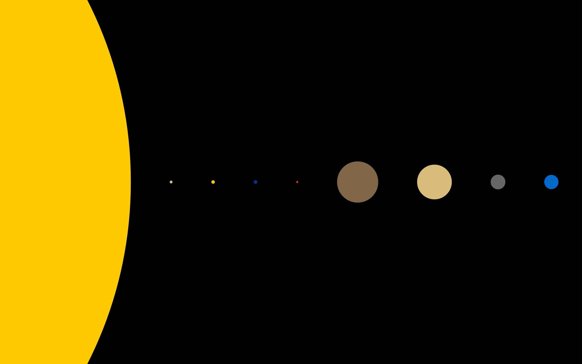 極簡風格的太陽系，以幾何風格呈現太陽和行星。