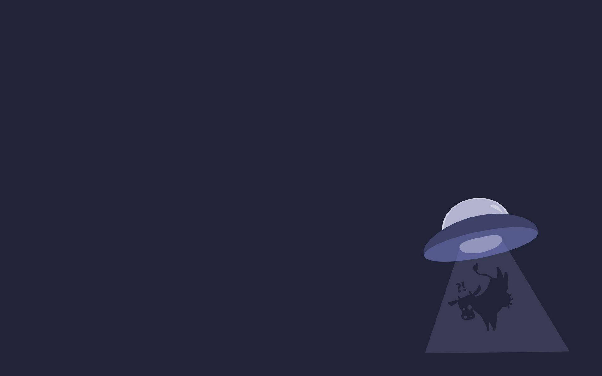 UFO在夜間照射牛剪影。
